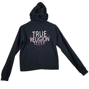 True Religion Women S Hoodie Sweatshirt Full Zip Black Streetwear Outdoor Casual